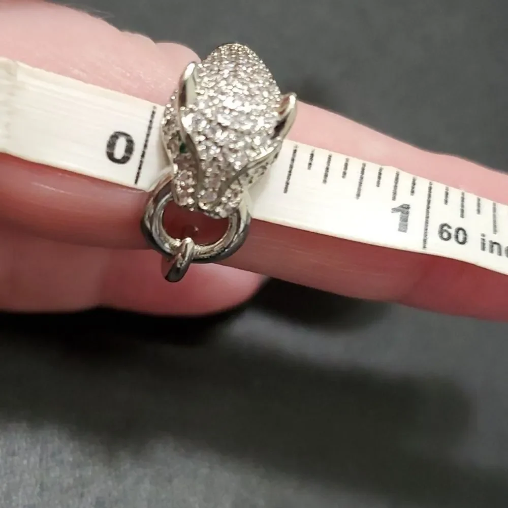 Sterling silver leopard head ring size 6
